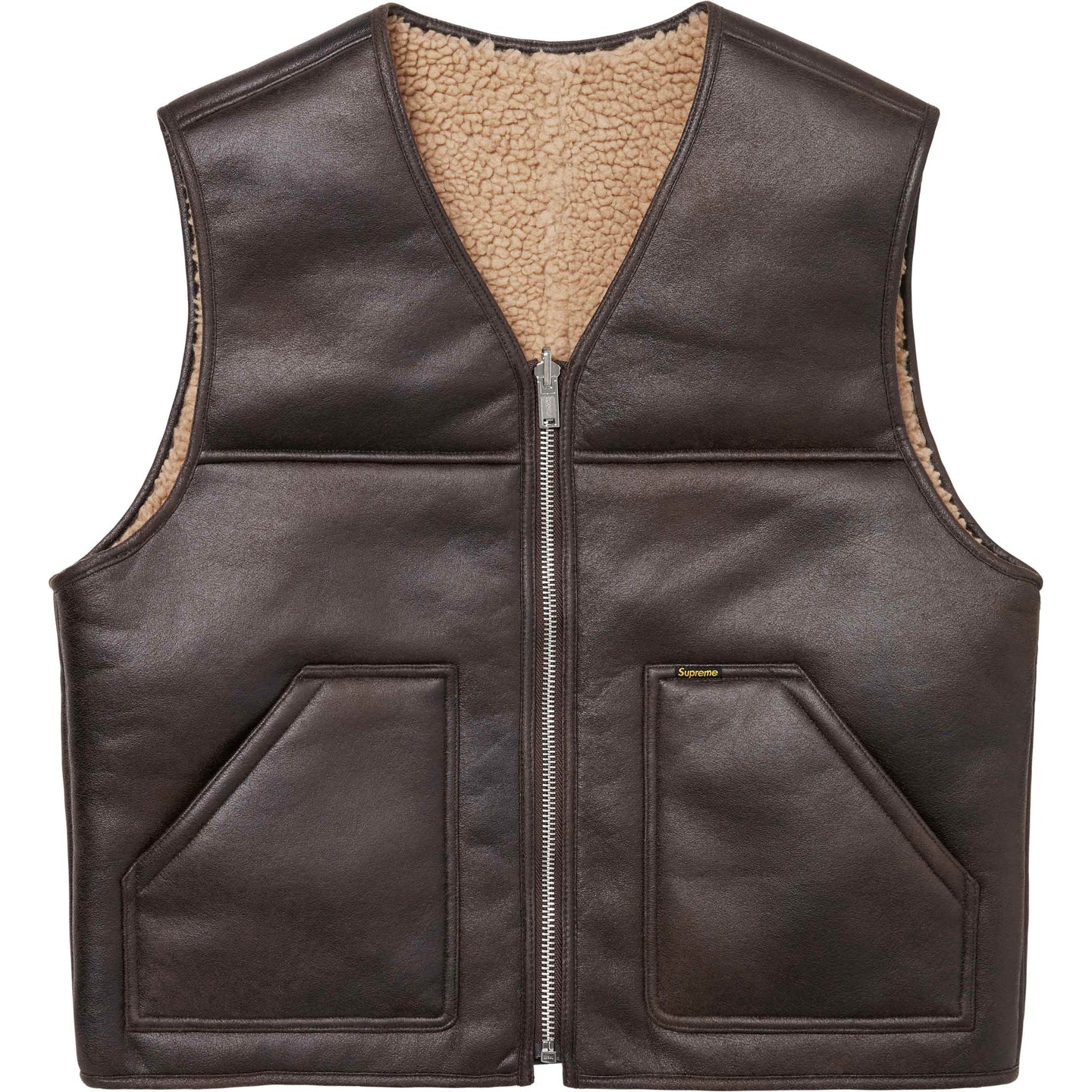 Supreme Reversible Faux Shearling Work Vest