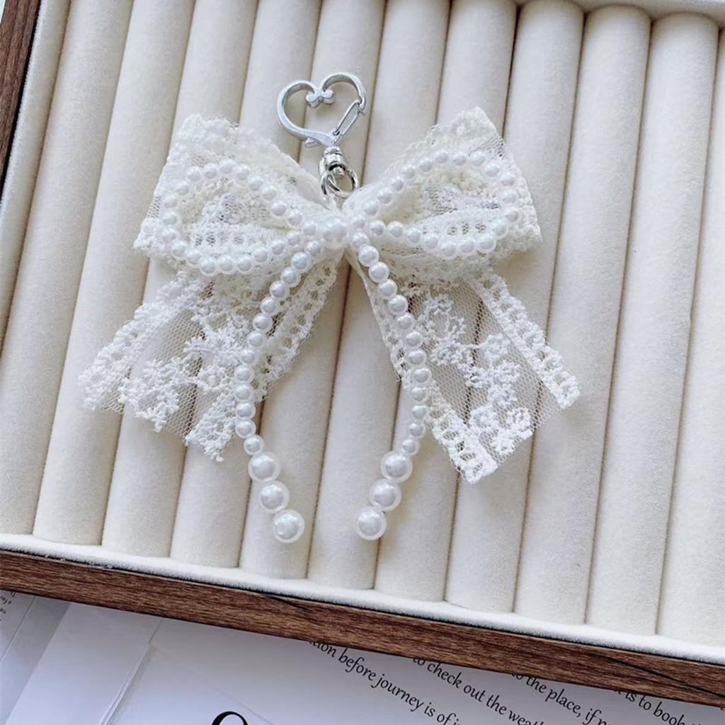 Charming Lace Pearls Key Holder Decorative Keychain Charm For Women Girls Handbag And Backpack Ornament