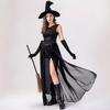 Dark gothic halloween costume witch long dress vampire reaper black purple dress