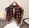 Retro French Polka Dot Spring/ Lightweight Faux Silk Printed Small Scarf Shawl Neckerchief with a High-end Feel for Women