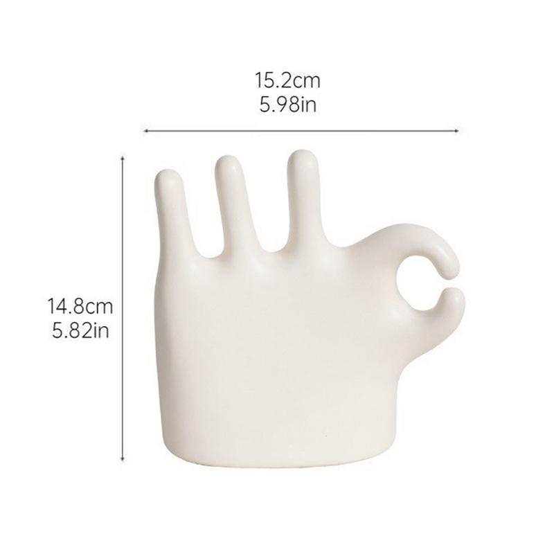 Ok Finger Statue Cute Cartoon Hand Gesture Statue Ring Stand 15cm/5.8inch Hand Gesture Sculpture Ring Holder Cartoon Cute