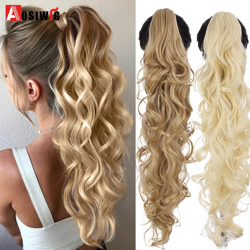 

Синтетические волосы AOSI 26 дюймов, на клипсе на волнистом хвосте, наращивание волос Culy, наращивание волос для женщин, хвостик, шиньон