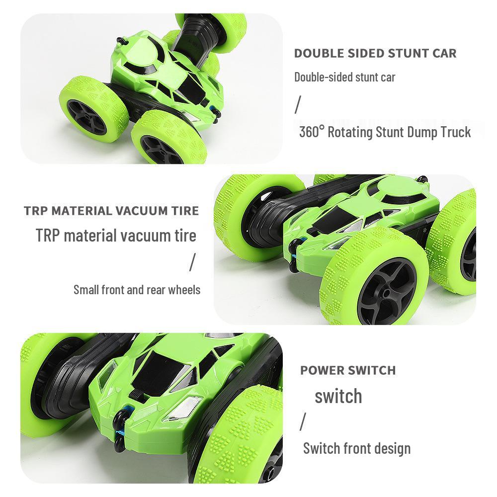 Dual-Sided Stunt Car: High-Speed 360° Rotating Remote Control Toy with Lights for Kids