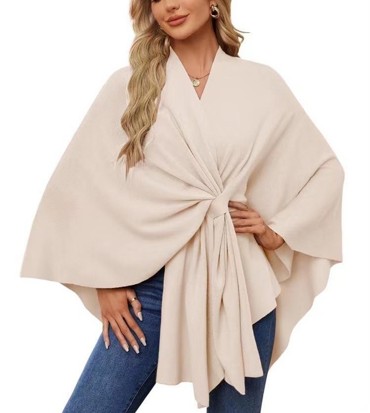 Women's Elegant Solid Color Shawl Cape Coat 2024