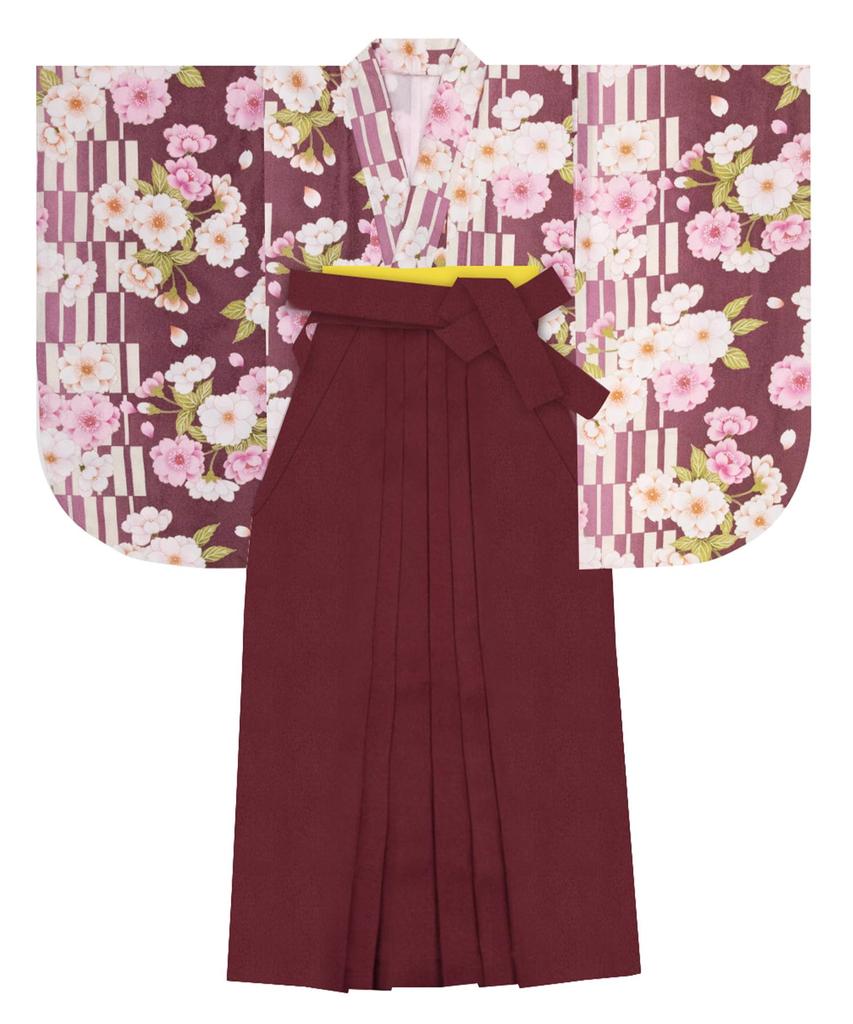Hakama Set for Graduation Elementary School Elementary School Graduation Hakama Gorgeous Junior Gorgeous Red Cherry Hakama String Size [KYOETSU]