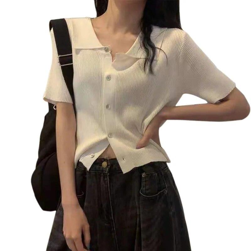 

Топ с коротким рукавом, тонкий летний однотонный вязаный кардиган из ледяного шелка One Size