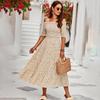 Women's Printed Dress Summer Off-shoulder Casual A-line Dress