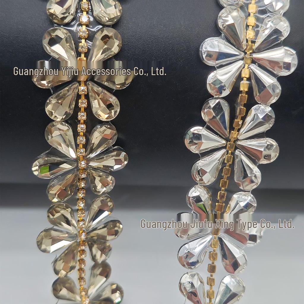 Corrente de Hotfix com Strass Marquise para Sapatos, Bolsas, Cintos, Coleiras, Roupas e Acessórios de Joalheria DIY