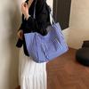 Casual Striped Design Women Nyl Shoulder Bags Versatile Large Capacity Ladies Armpit Handbag Ctrast Color Girl Shopping Tote