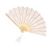 Retro Hand Held Lace Fan Personalized Wedding Fan Folding Fabric Fan for Bridal Party Favor and Costume Accessory