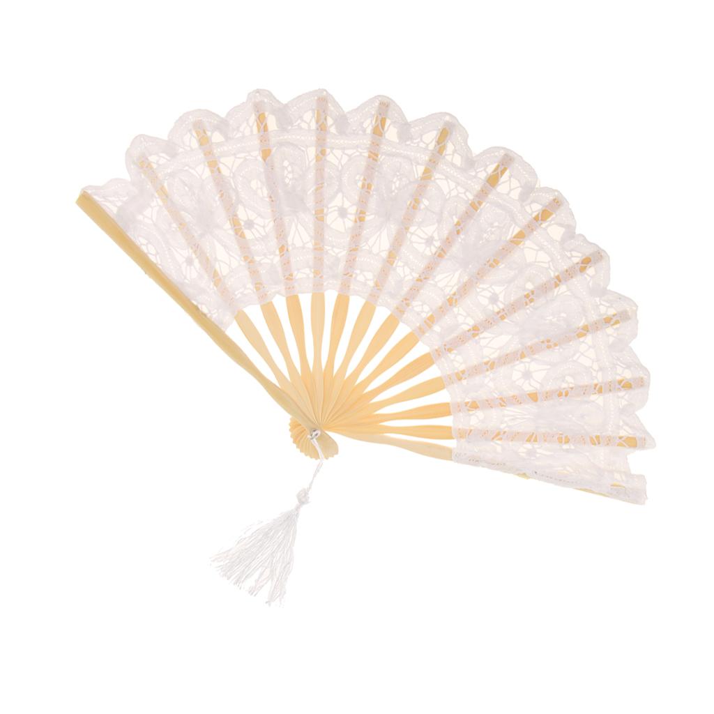 Retro Hand Held Lace Fan Personalized Wedding Fan Folding Fabric Fan for Bridal Party Favor and Costume Accessory