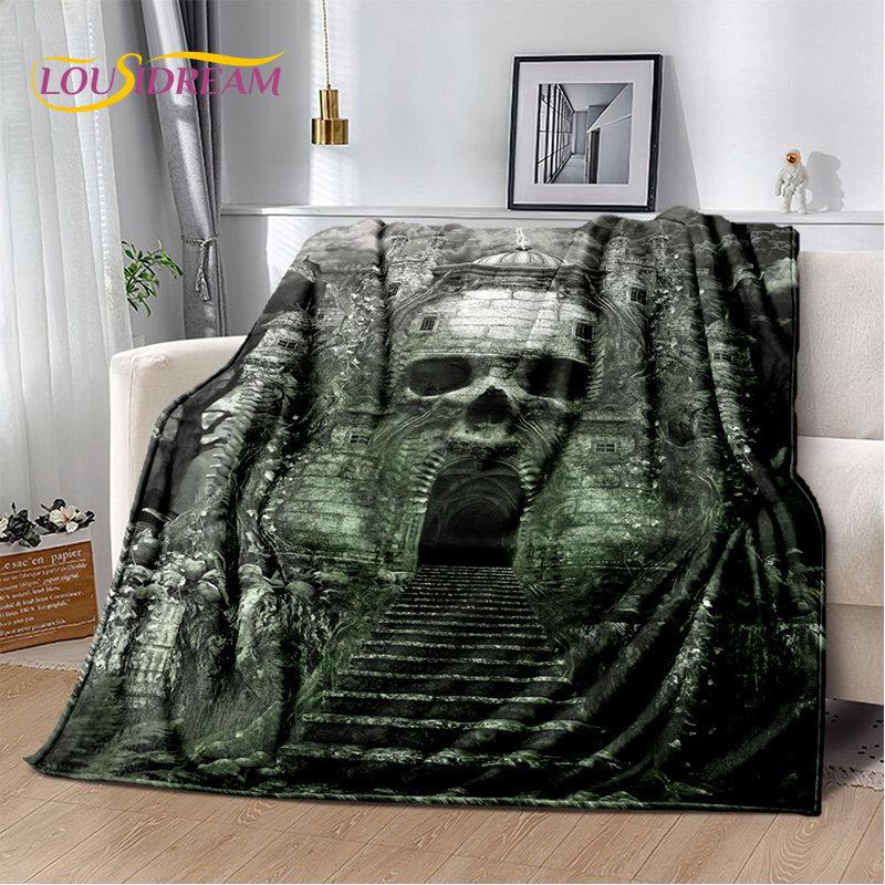 3D Gothic Horror Ghost Skull Soft Plush Blanket,Flannel Blanket Throw Blanket for Living Room Bedroom Bed Sofa Picnic Cover Kids