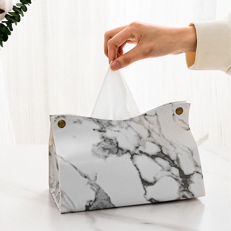 Creative Nordic Marble Coffee Table Tissue Box with Storage