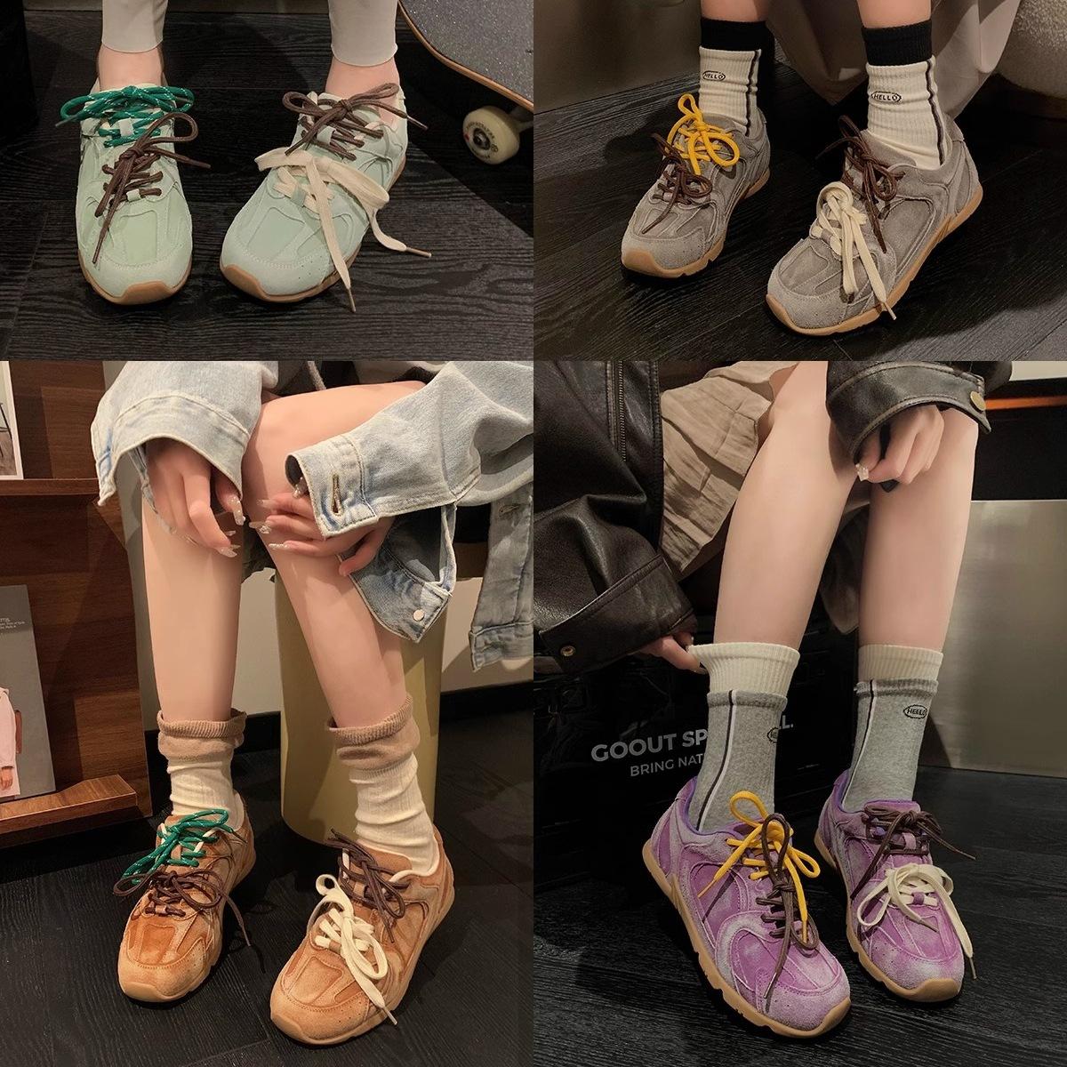 Весенние новые ретро-кроссовки из натуральной кожи — фото 4