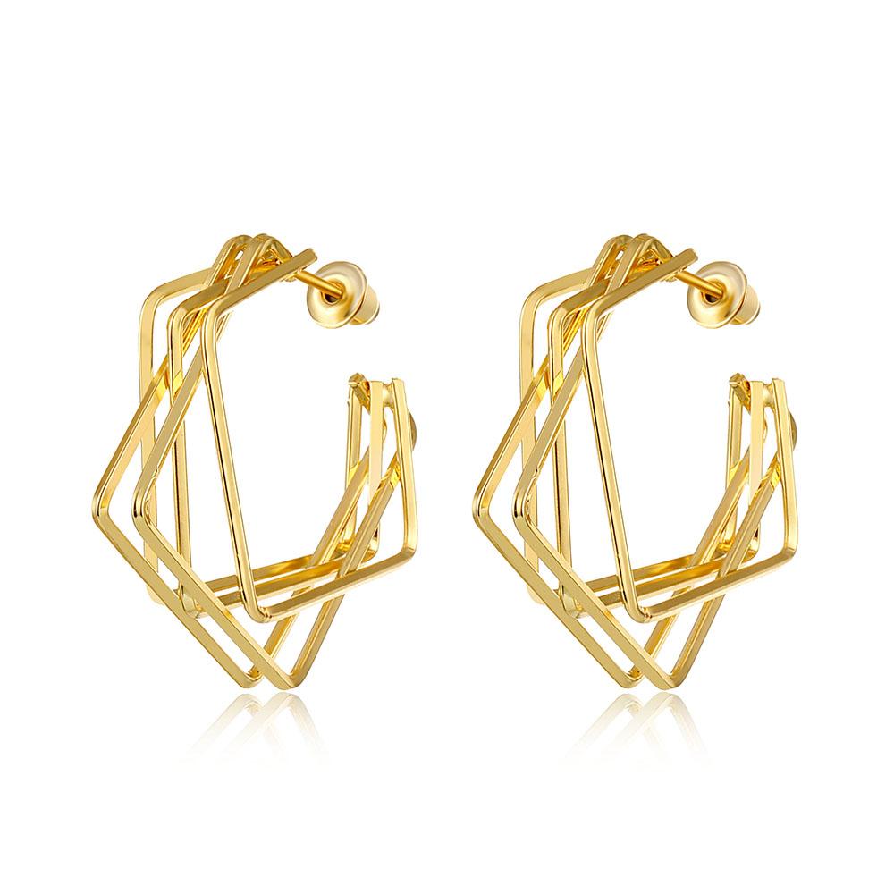 Hot Selling Vintage Earrings Women Big Gold Color Geometric Statement Metal Drop Earrings Jewelry Accessories