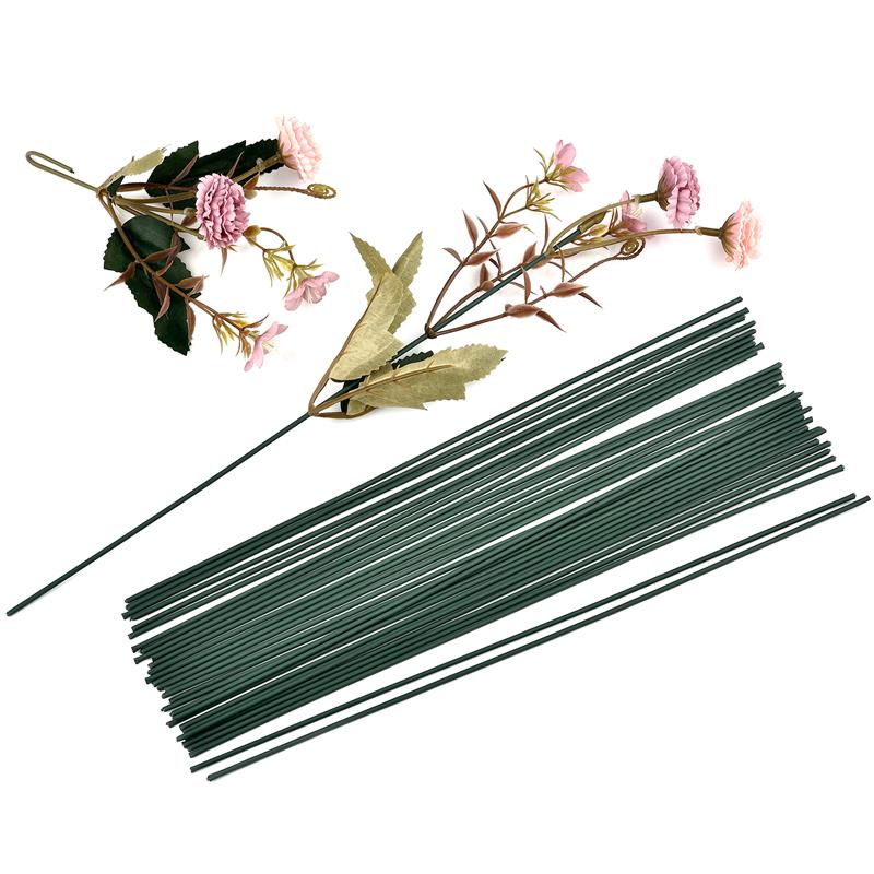 50pcs 15-40cm Artificial Green Flower Stem Sticks With Wire Stem DIY Floral Material Handmade For Wedding Home Decoration