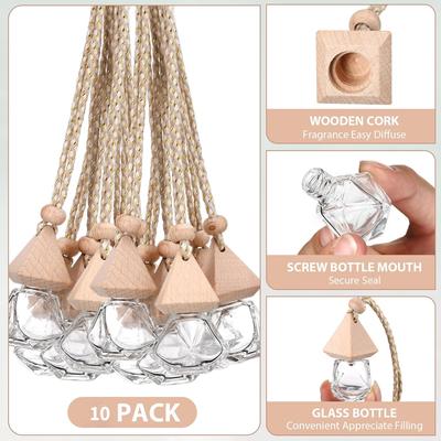 10PCS Car Perfume Hanging Air Freshener Diffuser Bottle Hanging Decorative Bottle Conveniently Removable Car Interior Supplies