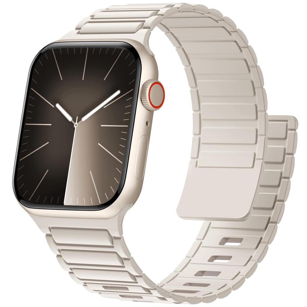 Strong Magnetic Silicone Strap for Apple iWatch S11 - Ultra Secure Three-Bead Buckle
