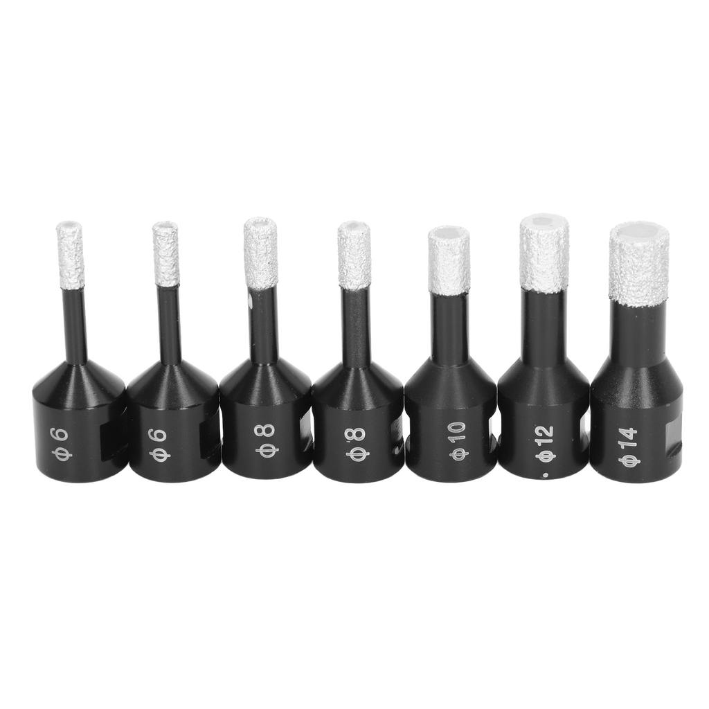 7 Stück Diamantbohrer Nass Trocken Diamantgelötete Lochsäge Set mit M14 Innengewinde für Marmor