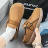 Plateau-Mules für Herren Geschlossene Zehenpartie Zum Hineinschlüpfen Flache Sneaker Breite Zehenpartie Offener Rücken Freizeitschuhe Loafer Hausschuhe Rutschfest Faulenzer-Treiber