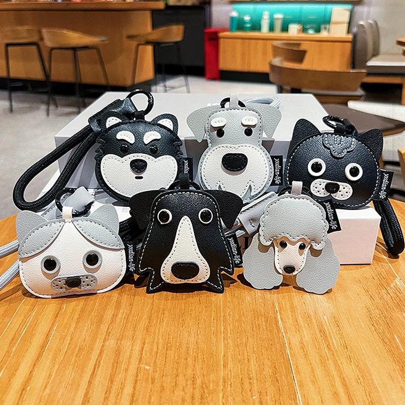 New Unisex Bag Pendants Creative Leather Cartoon Puppy Cute Bag Accessories Multifunctional Keychains Student SchoolBag Pendant