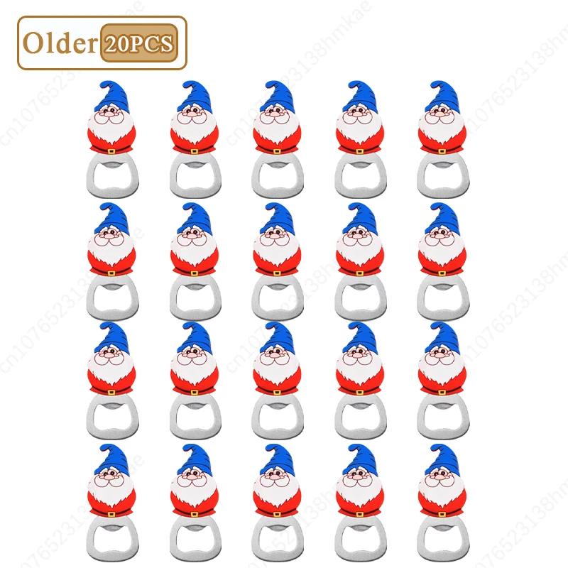 1-20PC Christmas Beer Bottle Opener Santa Snowman Bottle Opener Silicone Stainless Steel Bottle Opener Party Decoration Supplies