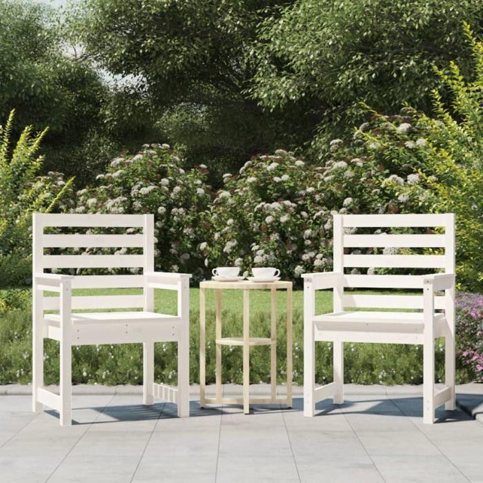 VidaXL Garden Chairs 2 Pcs White 60x48x91 Cm Solid Pine Wood 824054