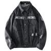 Ripped Black Embroider Workwear Denim Jacket Men's Spring and Autumn Trendy Retro Export Export Tail Single Men's Clothing Jacket
