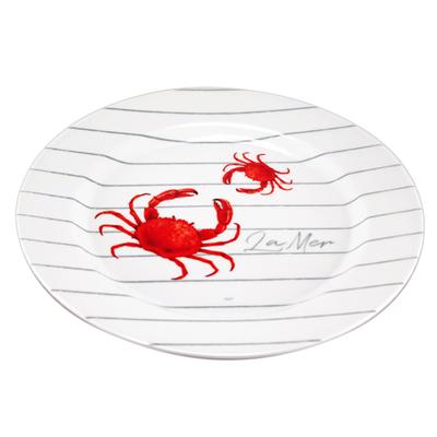 [R6535] - Talerz obiadowy z czerwono-białej melaminy „La Mer” - 25 cm (Krab)