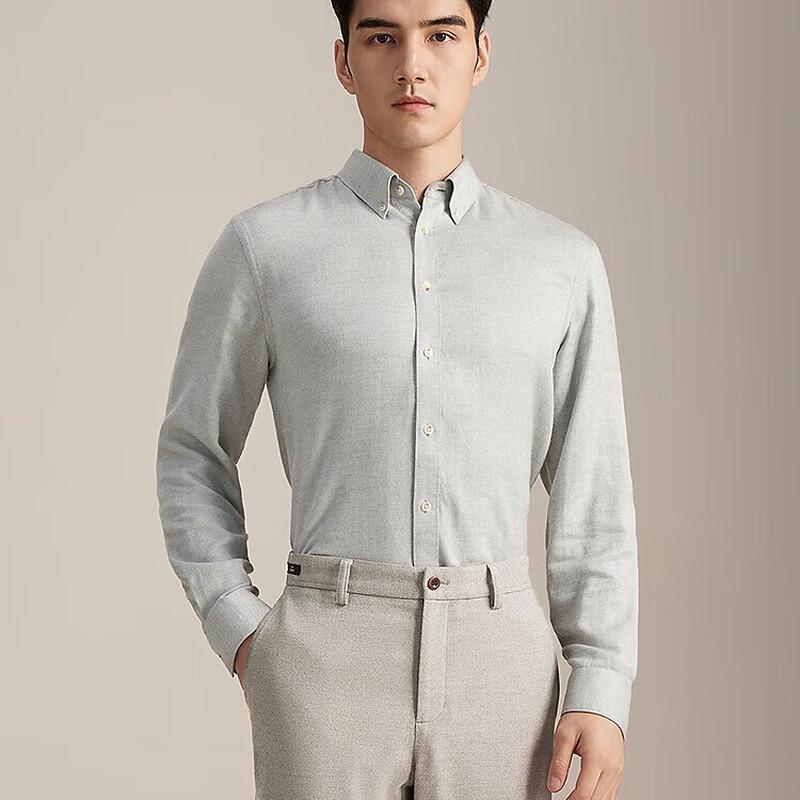 

YAGEER Men s 2025 Autumn/Winter Long-Sleeve Plain Grey Shirt 39