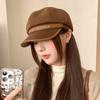 Retro Versatile Woolen Beret Showing Face Ducktongue Octagonal Hat Children'S Warm Windproof Newsboy Hat