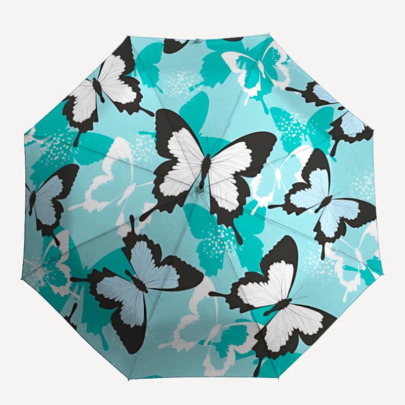 

1pc Butterfly Print Automatic Umbrella - 8-Rib Durable Frame, Portable Fashion Accessory & Holiday Gift yy251117123