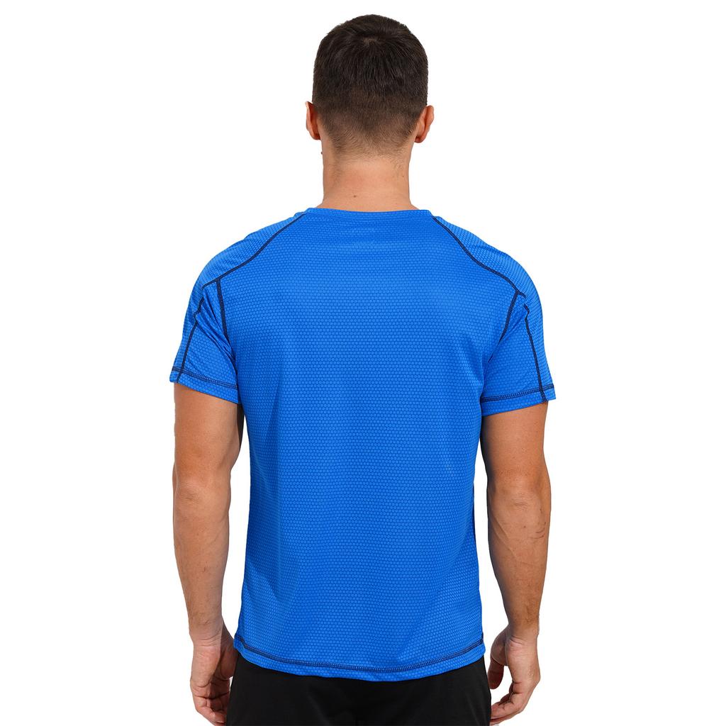 Men Breathable Ice Silk Quick Drying Short Sleeve Round Neck Running Sport Solid Color Top