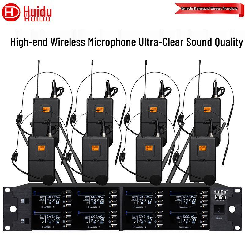 HuiDu MA-08 Wireless 1-to-8 Conference Mic: Gooseneck, Handheld, Headset Options