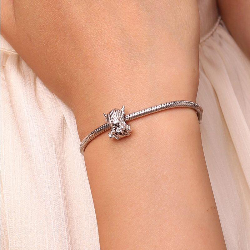 925 Silver Pet Charm Pendant Penguin Monkey Lion Paw Print DIY Bracelet Jewelry Gift for Women Fashion