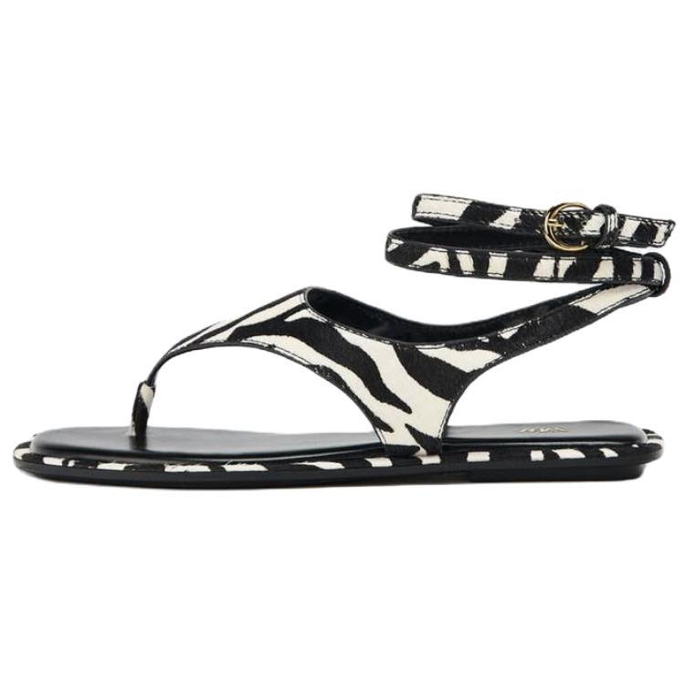 

Zara Повседневные Легкие С открытым носком С анималистичным принтом Из искусственной кожи Плоские Шлепанцы Женские Сандалии Черные Белые 13622510194 36