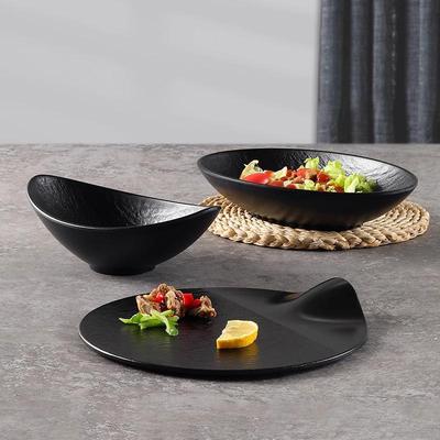 Schwarze Melamin Kreative Barren Snackplatte - Unregelmäßige Form für Hot Pot, Dip-Sauce oder BBQ