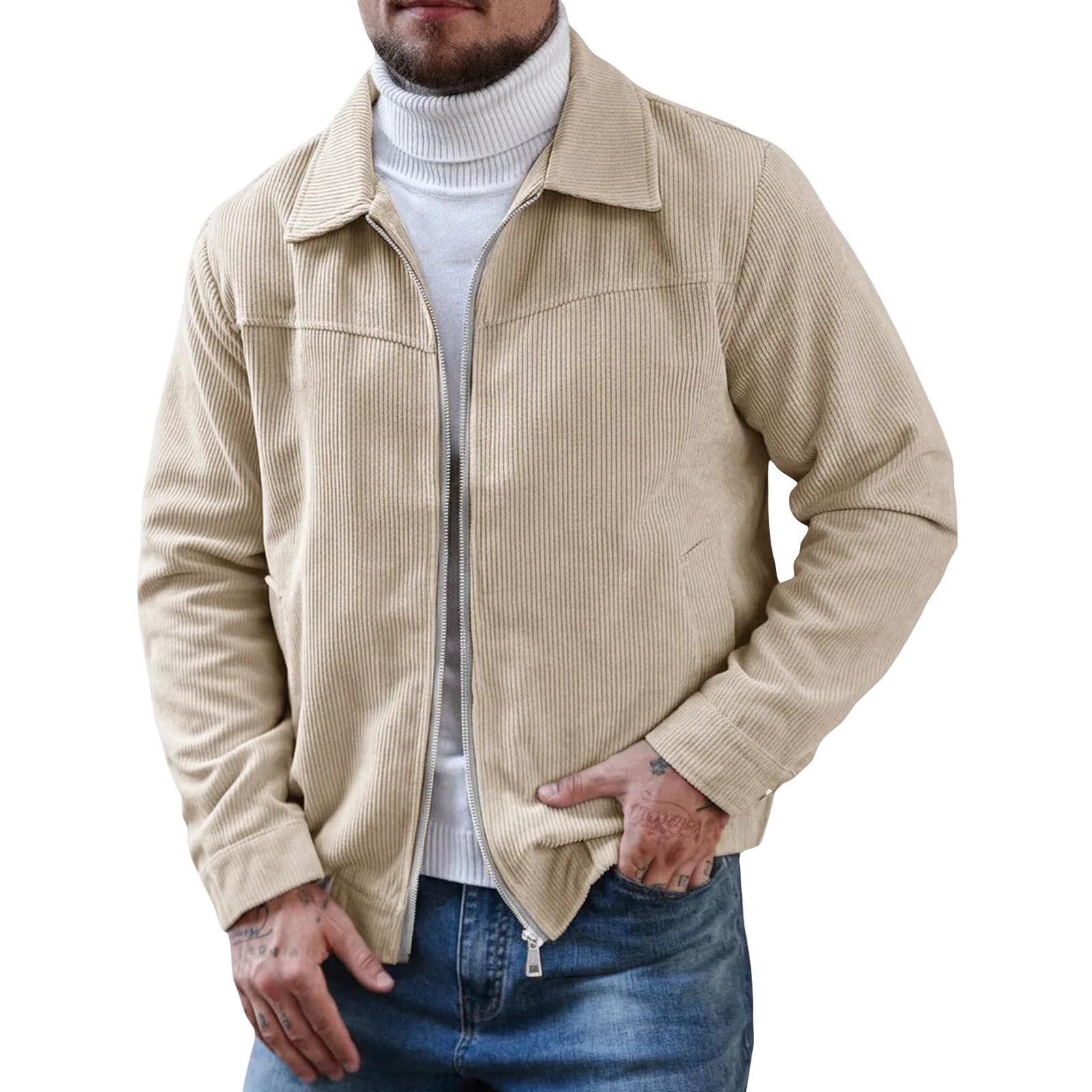 

Men s Stylish Retro Corduroy Casual Jacket L хаки
