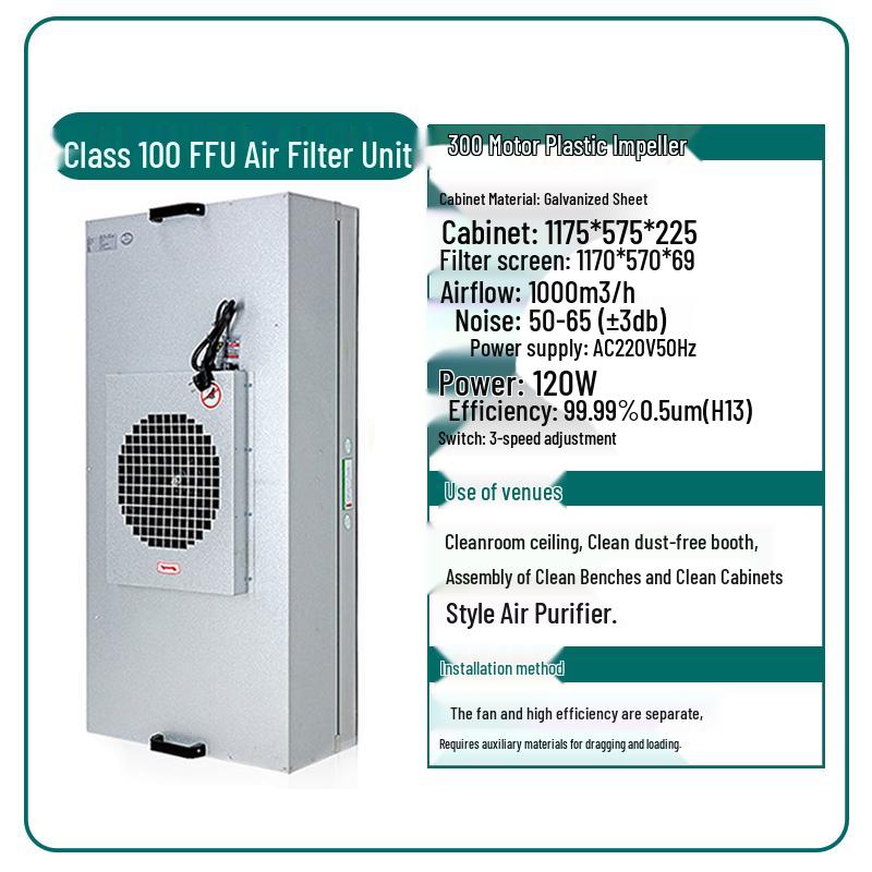 Industrial FFU Air Purifier - Cleanroom Laminar Flow Hood, Class 100/1000 Fan Filter Unit