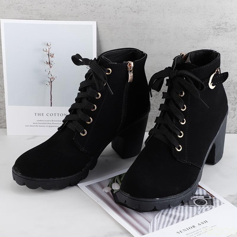 Fashion New Spring Winter Women Pumps Boots High Lace-up Ladies Shoes Simple comfortable versatile High Heels Boots