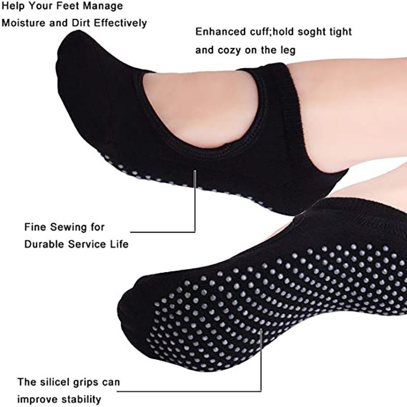 Yoga Socks For Women With Grip And Non Slip Toe Socks For Ballet Pilates Barre Dance Premium Combed Cotton