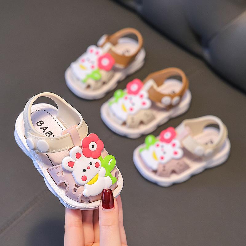 Girls' Sandals Summer 0-3 Years Old Baby Baotou Baby Toddler Shoes Non-slip Soft Sole Home Wear Children's Sandals