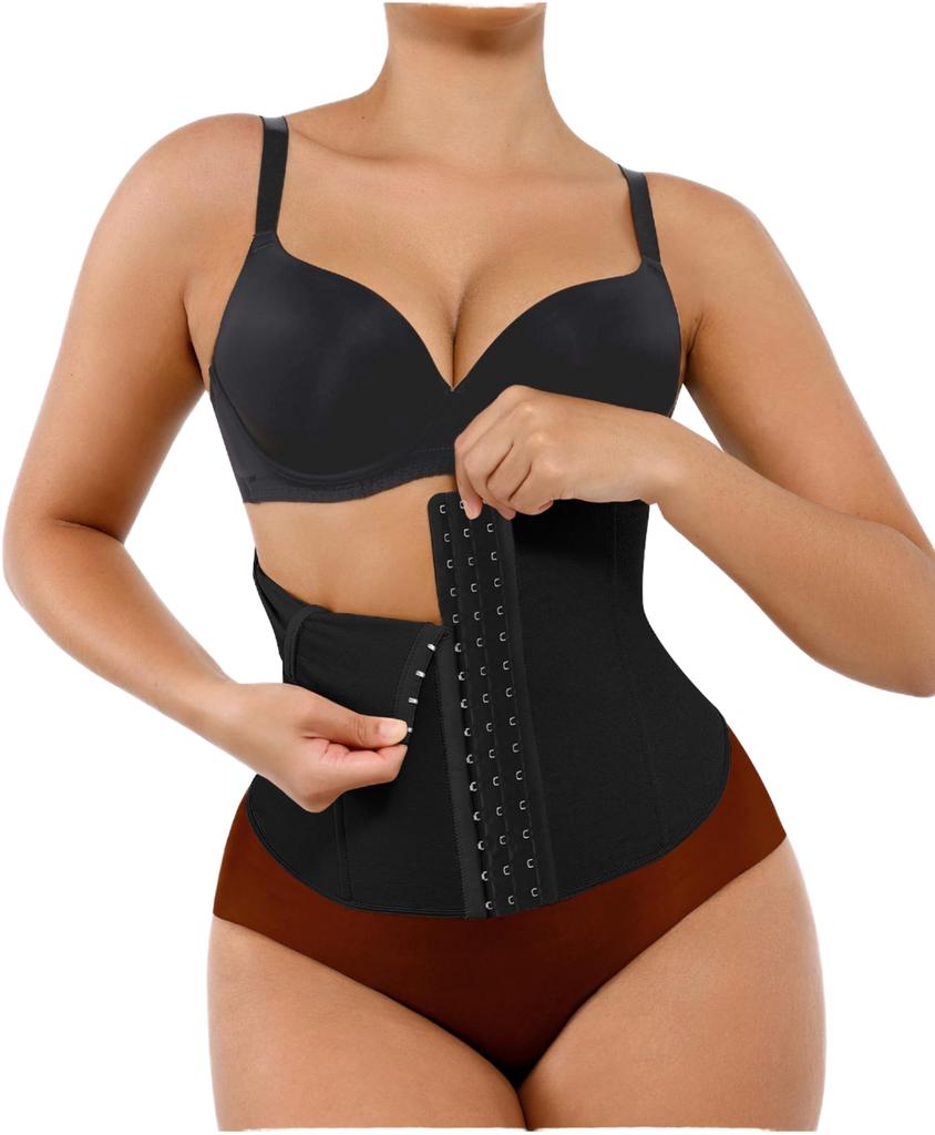 Lover-Beauty Waist Trainer Tummy Control Waist Cincher Corset Women Hourglass Body Shaper Black Polyamide Hook Eye Waist Trimmer