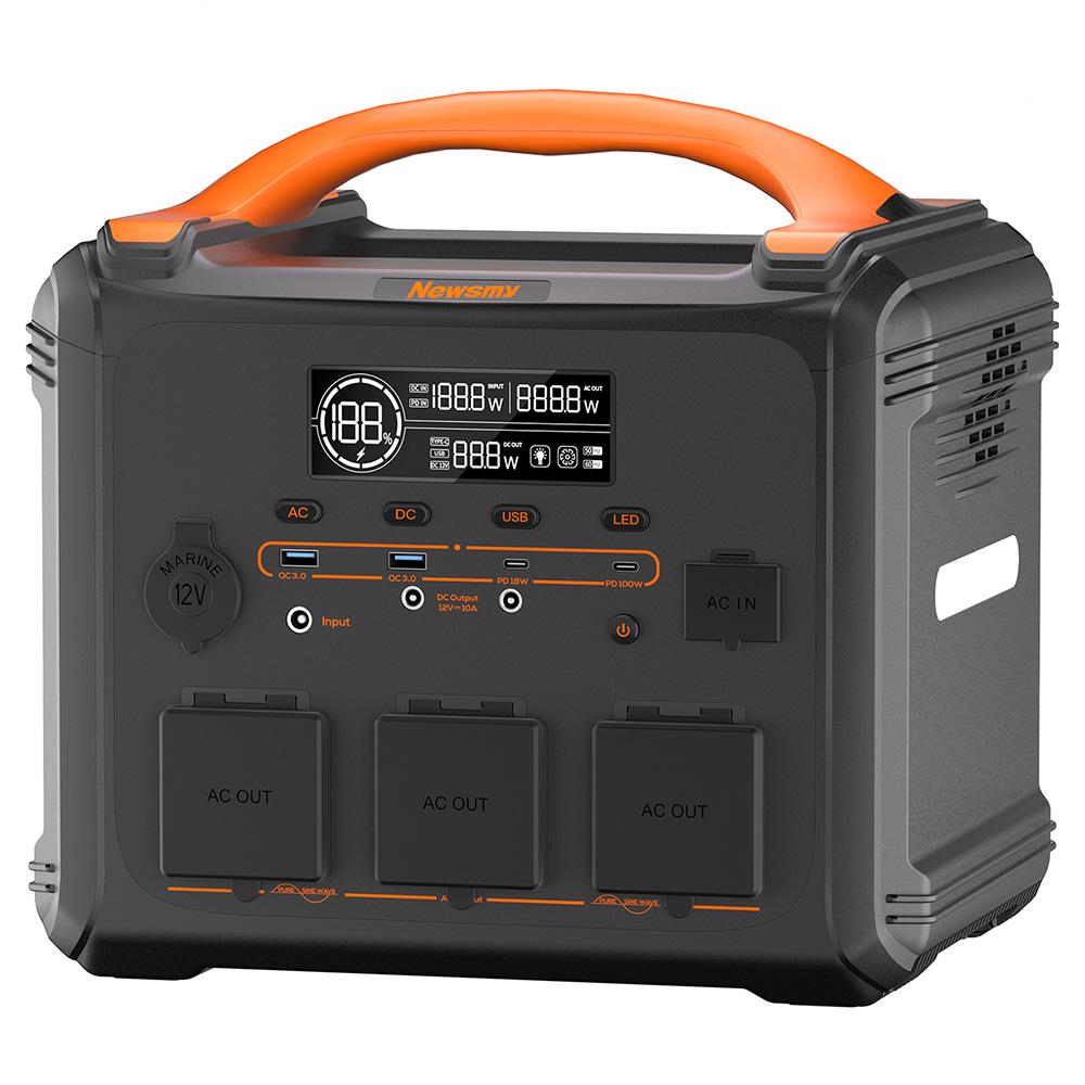 NEWSMY S1210 1200W 1102.5Wh Portable Power Station, LiFeMnPo4 Battery, 1.2 Hours Quick Charge, PD100W Output