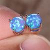 Rosa Weiß Blau Grün Opal 6MM Runde Steckerohrringe Für Damen Roségold Farbe Hochzeits Schmuck Minimalistisch Verlobungsgeschenke
