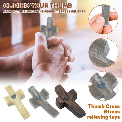 Cross My Heart,Wooden Cross,Encouragement Gift Stress Relief Cross,Cross For Hand,Pocket Cross Gifts For Women And Toys
