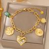 European & American Titanium Steel Heart Pendant Bracelet with Diamond Inlay - Versatile Stainless Steel Jewelry for Women