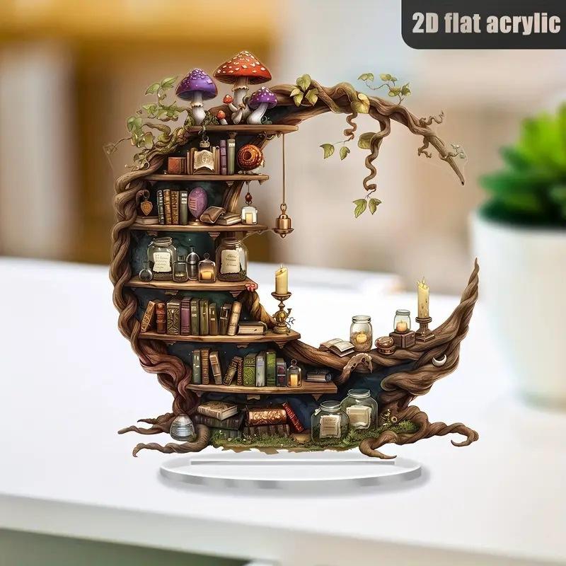 1pcs crescent shaped acrylic desktop decorative bookshelf design suitable for home and office decoration book enthusiasts
