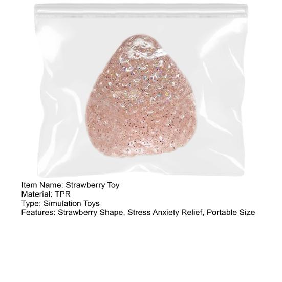 Strawberry Squeeze Toy Stress Relief Rød Rosa Klar Frukt Knip Sensorisk Leke Barn Tenåringer Voksne Myk TPR Stress Ball Simulering Mat Fidget Toy