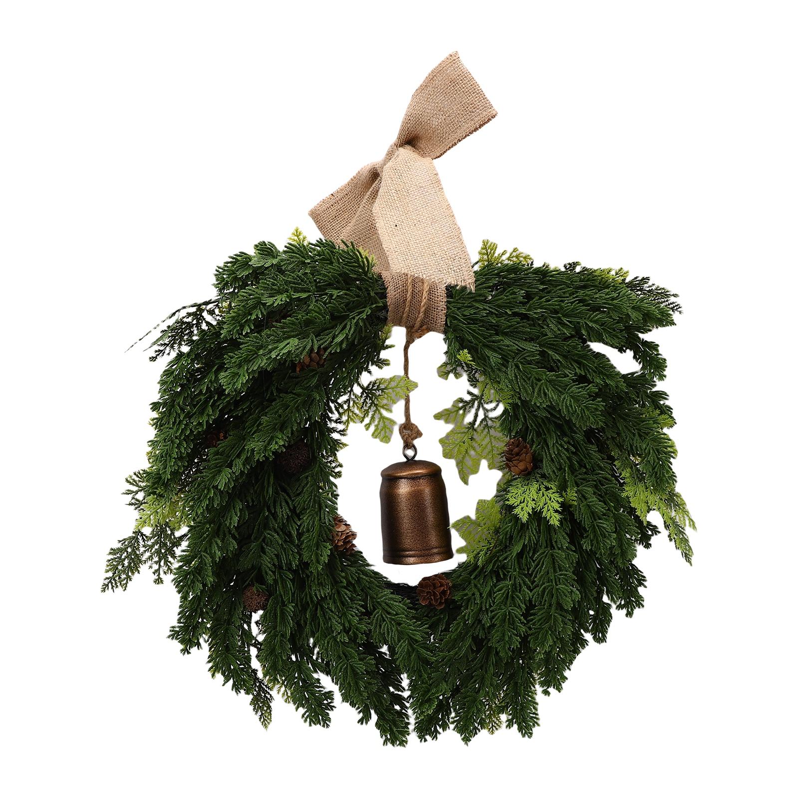

19.69in Xmas Wreath Decoration Heart Shaped Artificial Cedar Wreath with for Front Door Home Winter Outdoor Indoor Holiday Decor